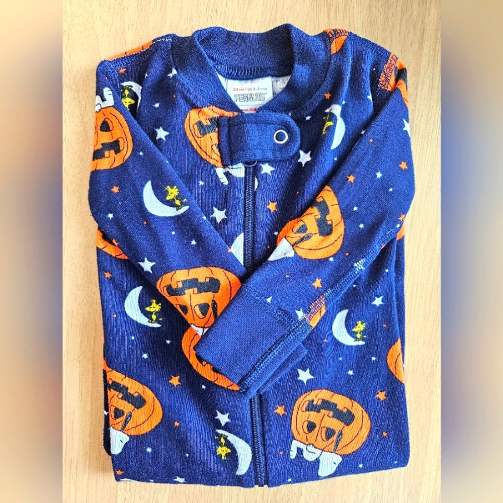 Hanna Andersson 0-3M Peanuts Halloween Zip Footie
